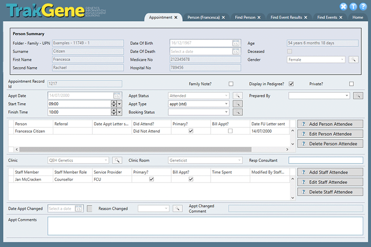 Software per la gestione della genetica clinica