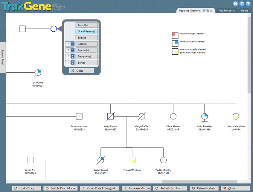 trakgene Stammbaum Diagramm Zeichenwerkzeug Familiengeschichte Maker